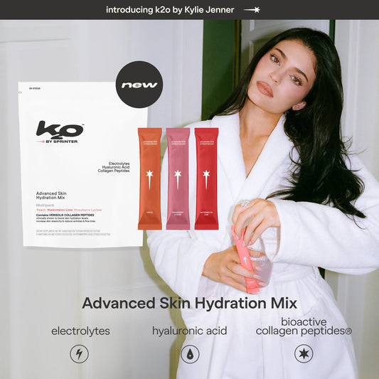 k2o by Kylie Jenner Advanced Skin Hydration Mix with Electrolytes, Hyaluronic Acid & Verisol Collagen Peptides - Clinically Shown to Boost Hydration & Reduce Wrinkles - 20 Sticks