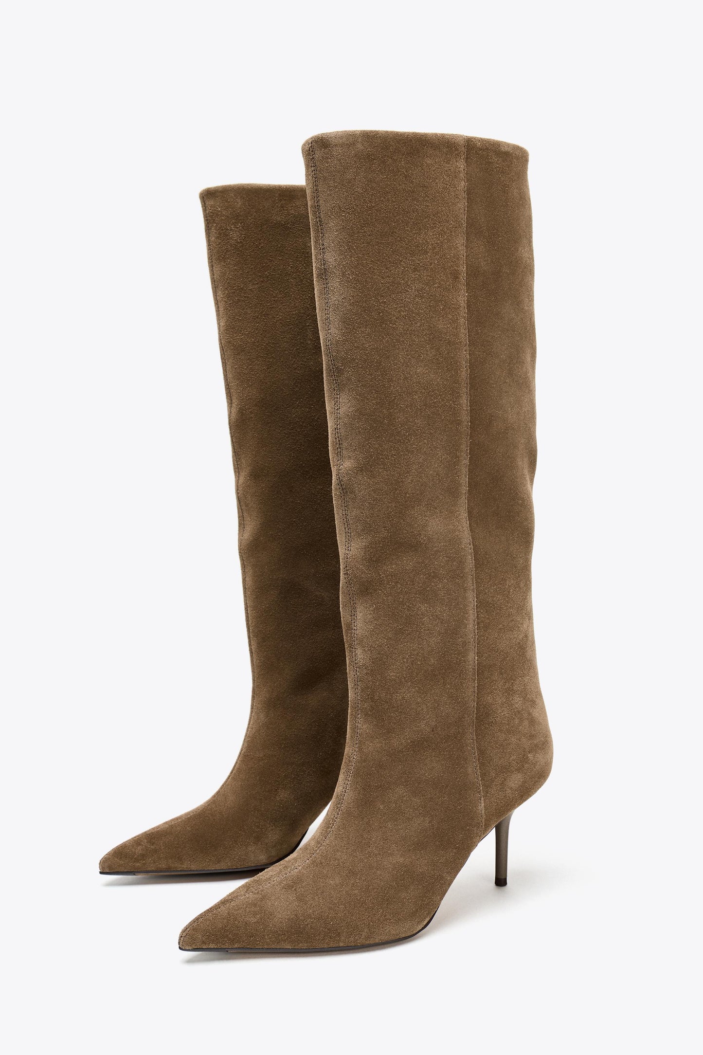 SPLIT LEATHER STILETTO HEEL BOOTS