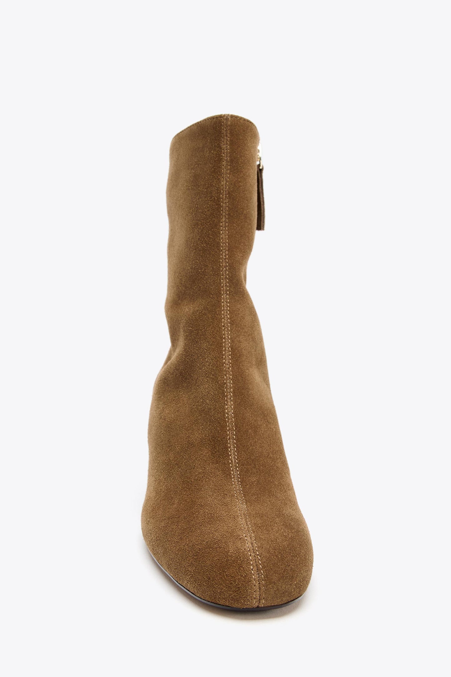 SPLIT LEATHER WIDE HEELED ANKLE BOOTS