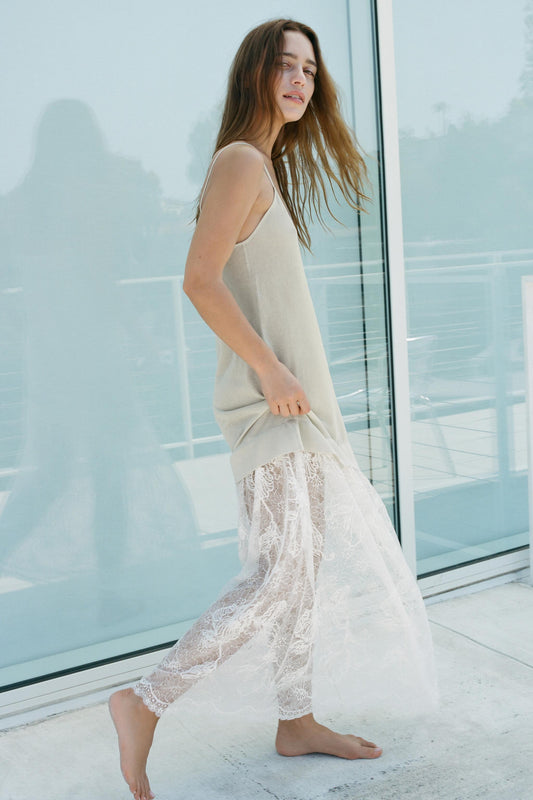 LACE COMBINATION KNIT DRESS