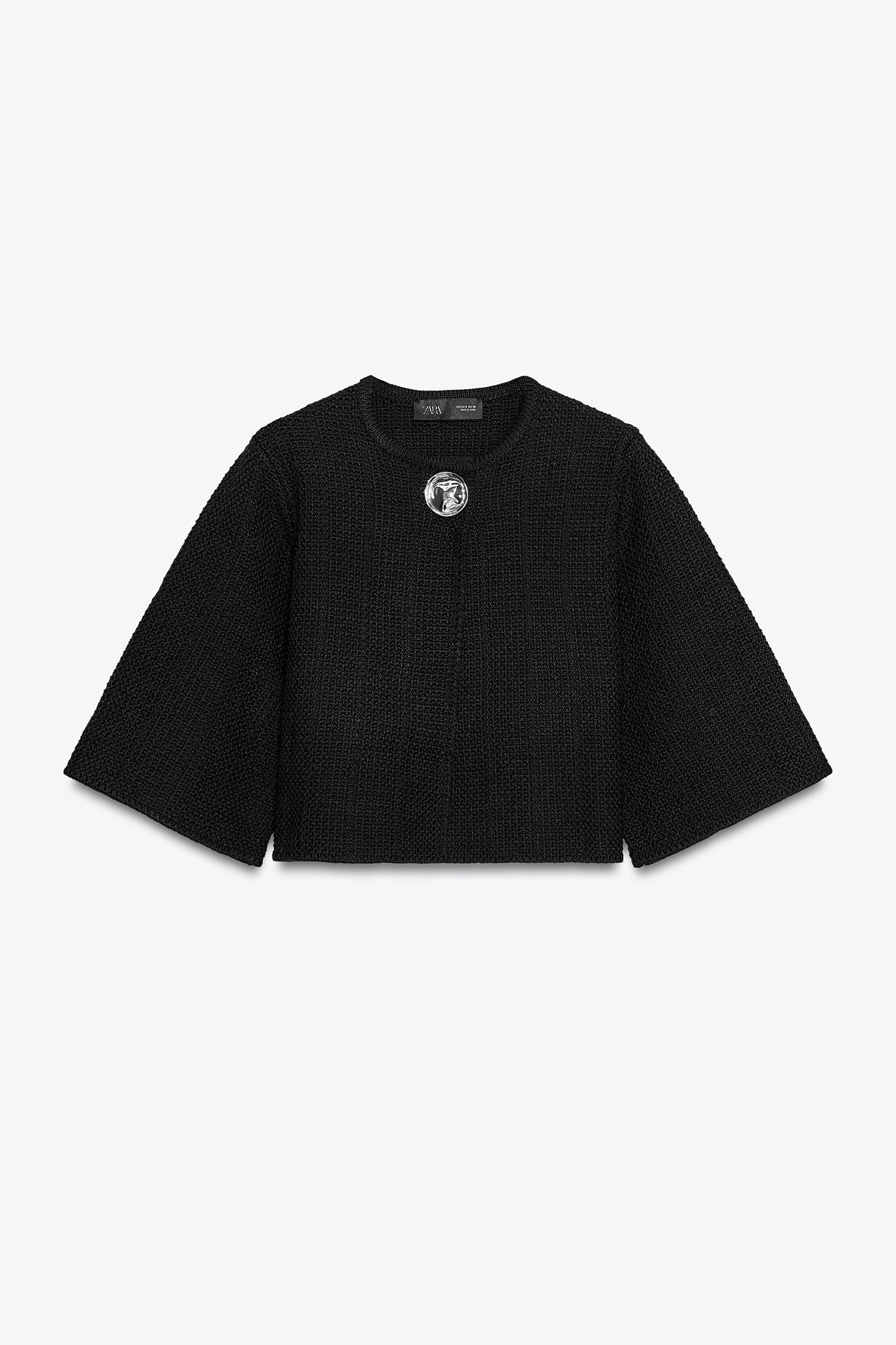 TEXTURED KNIT CARDIGAN WITH BUTTON
