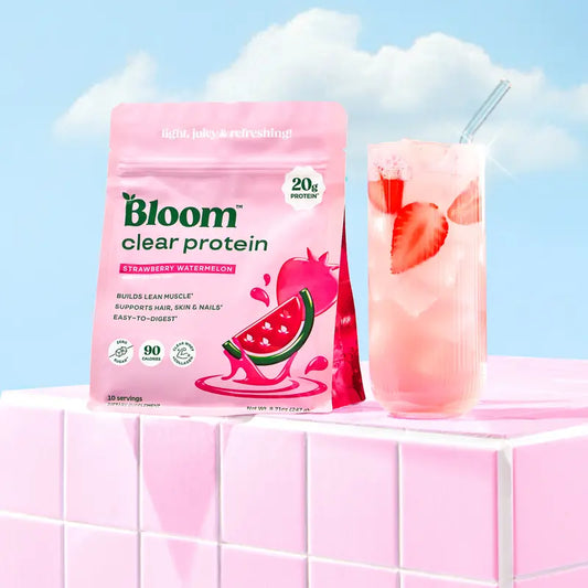 Bloom Nutrition Clear Protein - Clear Whey + Collagen Protein Blend | 20g Protein, 90 Calories, 0g Sugar, Light & uct Refreshing Fruity Drink | Protein for Women