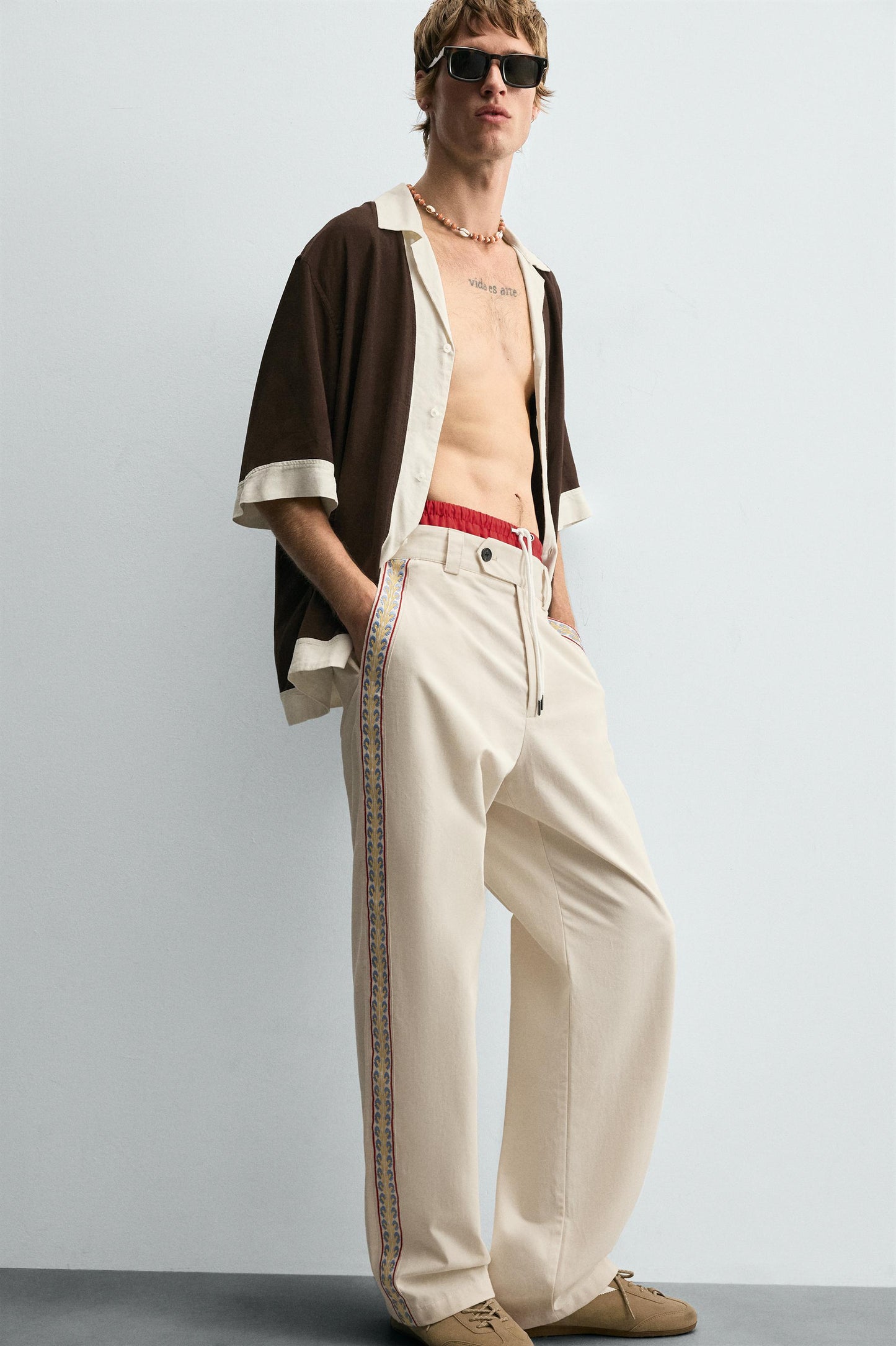 COLORBLOCK VISCOSE-LINEN SHIRT