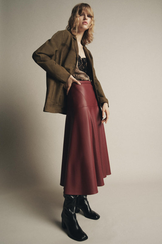 FAUX LEATHER MIDI SKIRT ZW COLLECTION