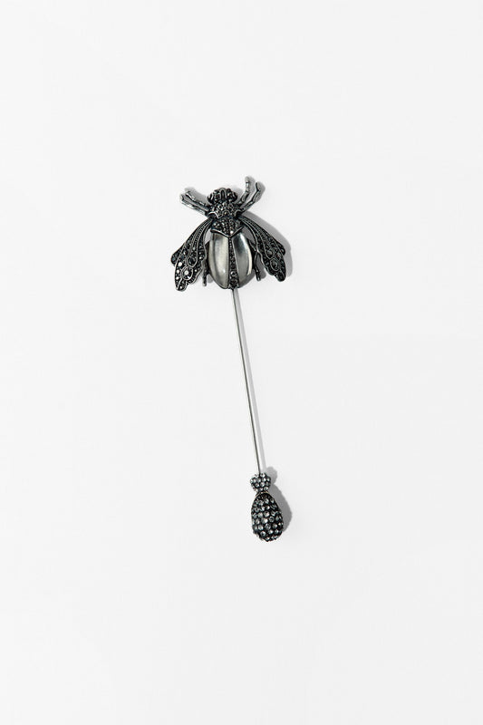MAXI METALLIC BEE BROOCH WITH SPARKLES