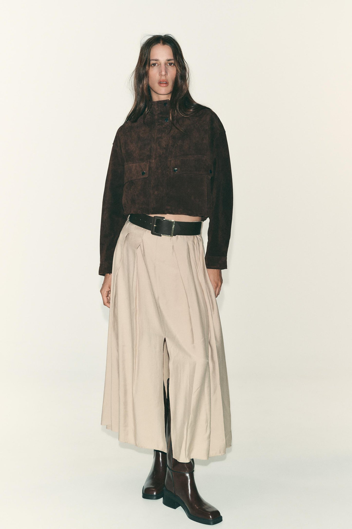 BELTED MIDI SKIRT