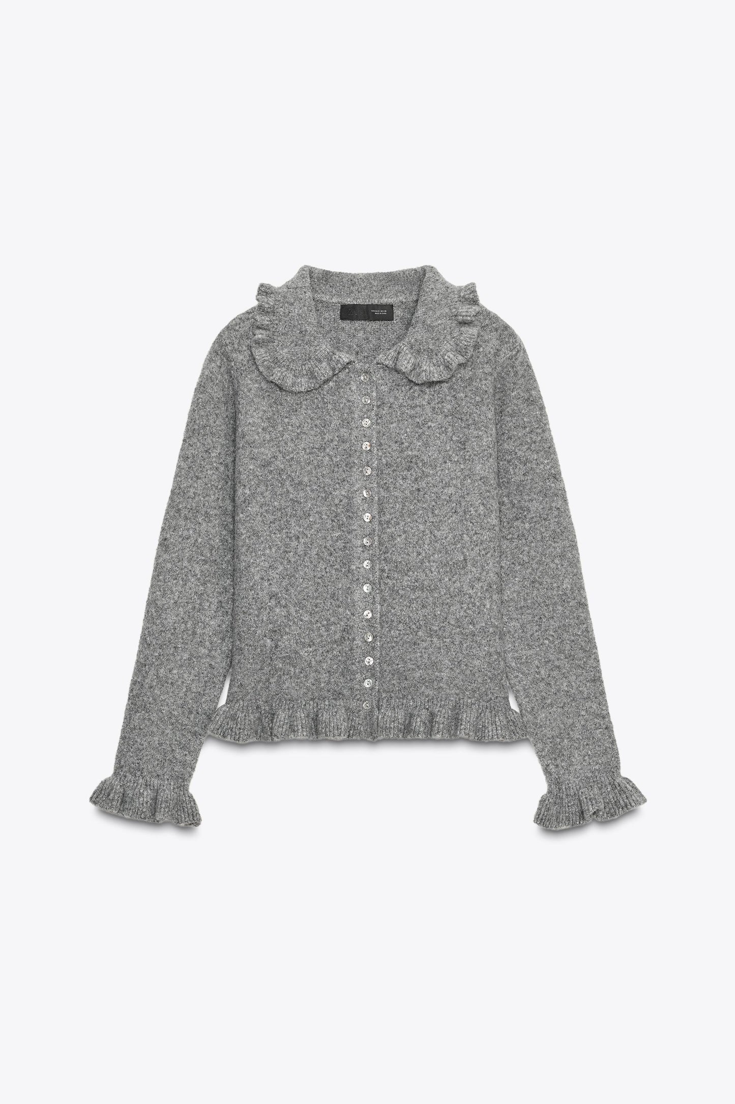 RUFFLED KNIT CARDIGAN