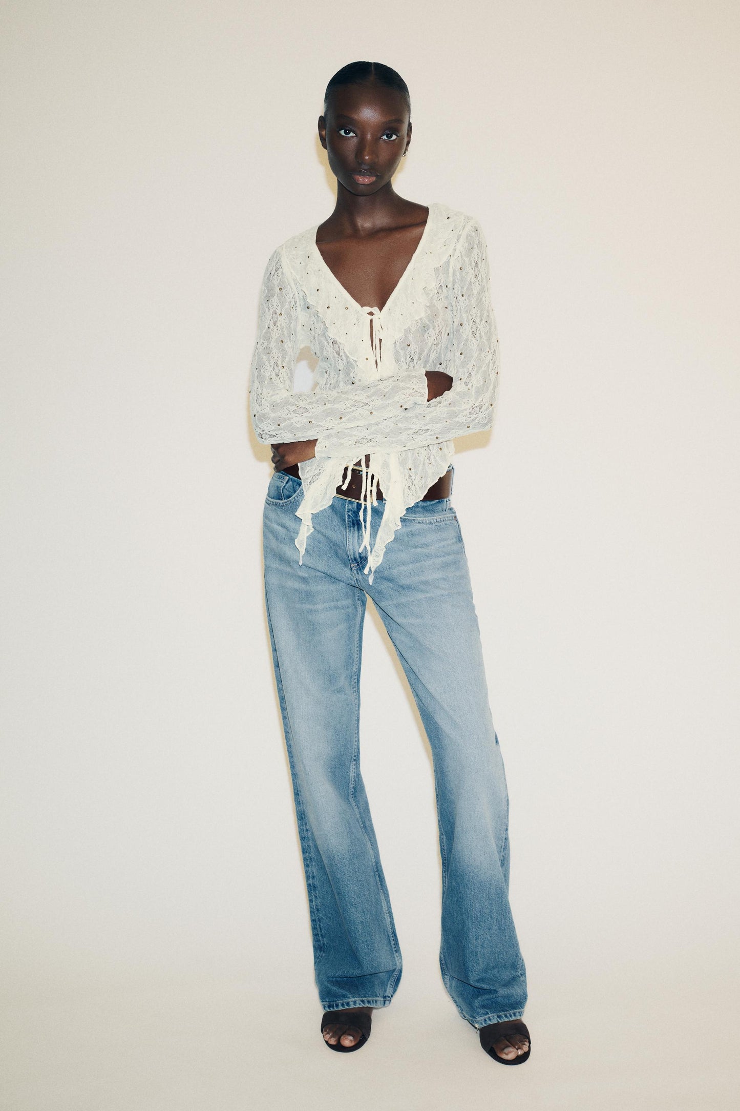 STUDDED LACE TOP