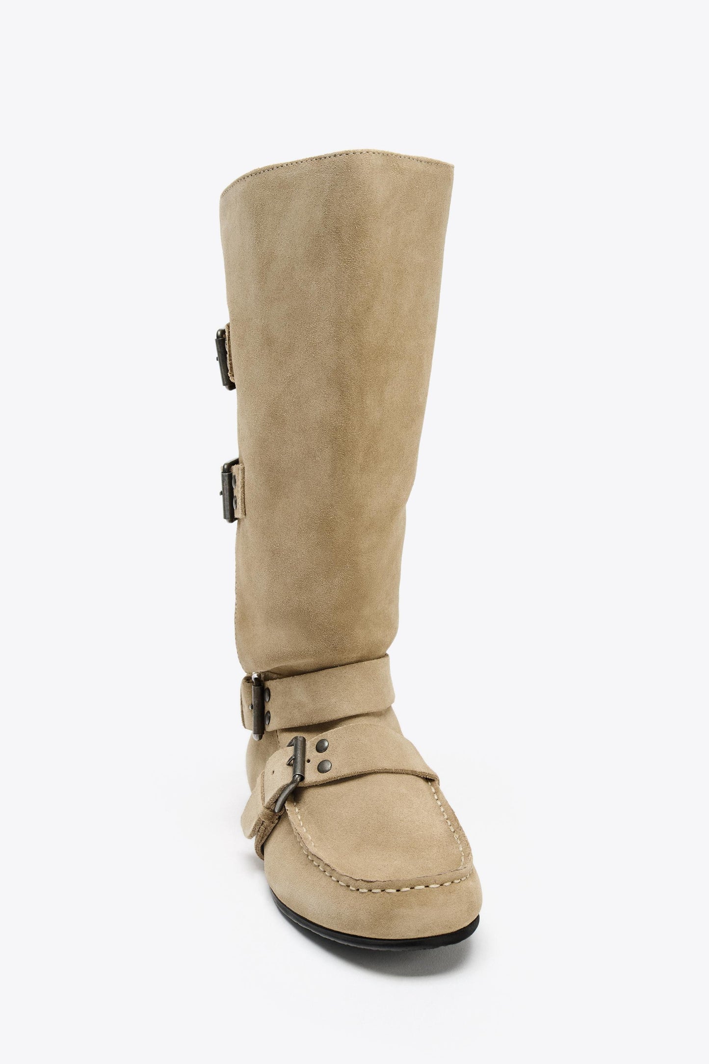 BUCKLED SPLIT LEATHER BOOTS