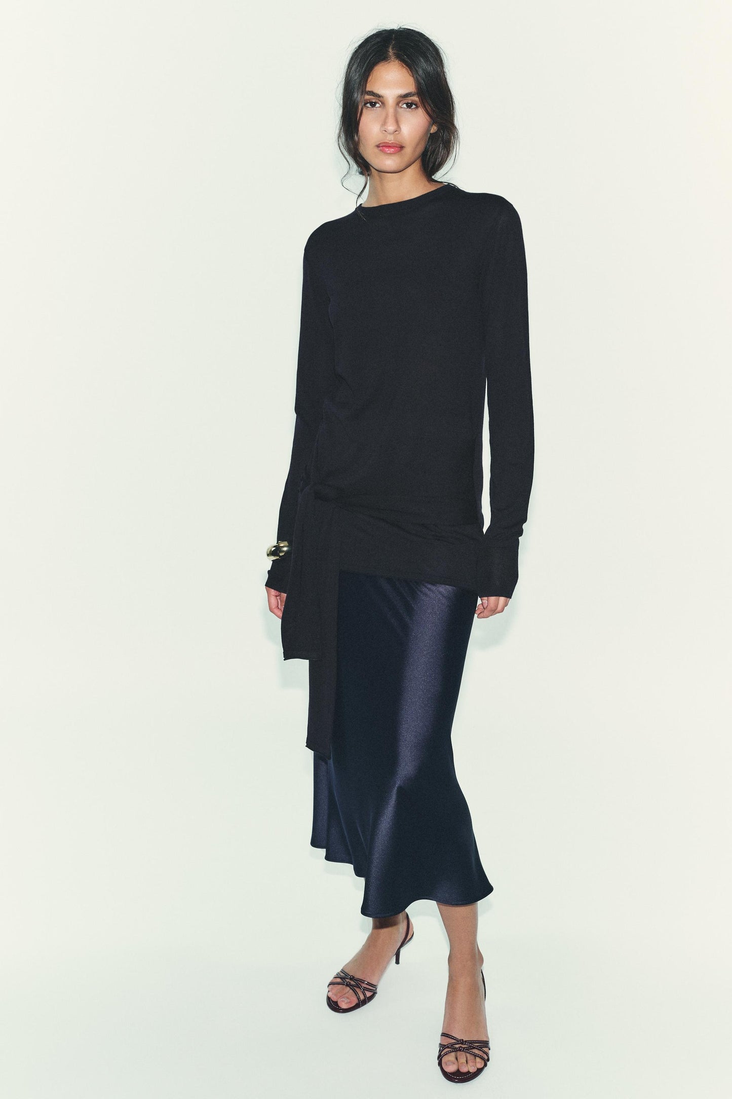 SATIN MIDI SKIRT