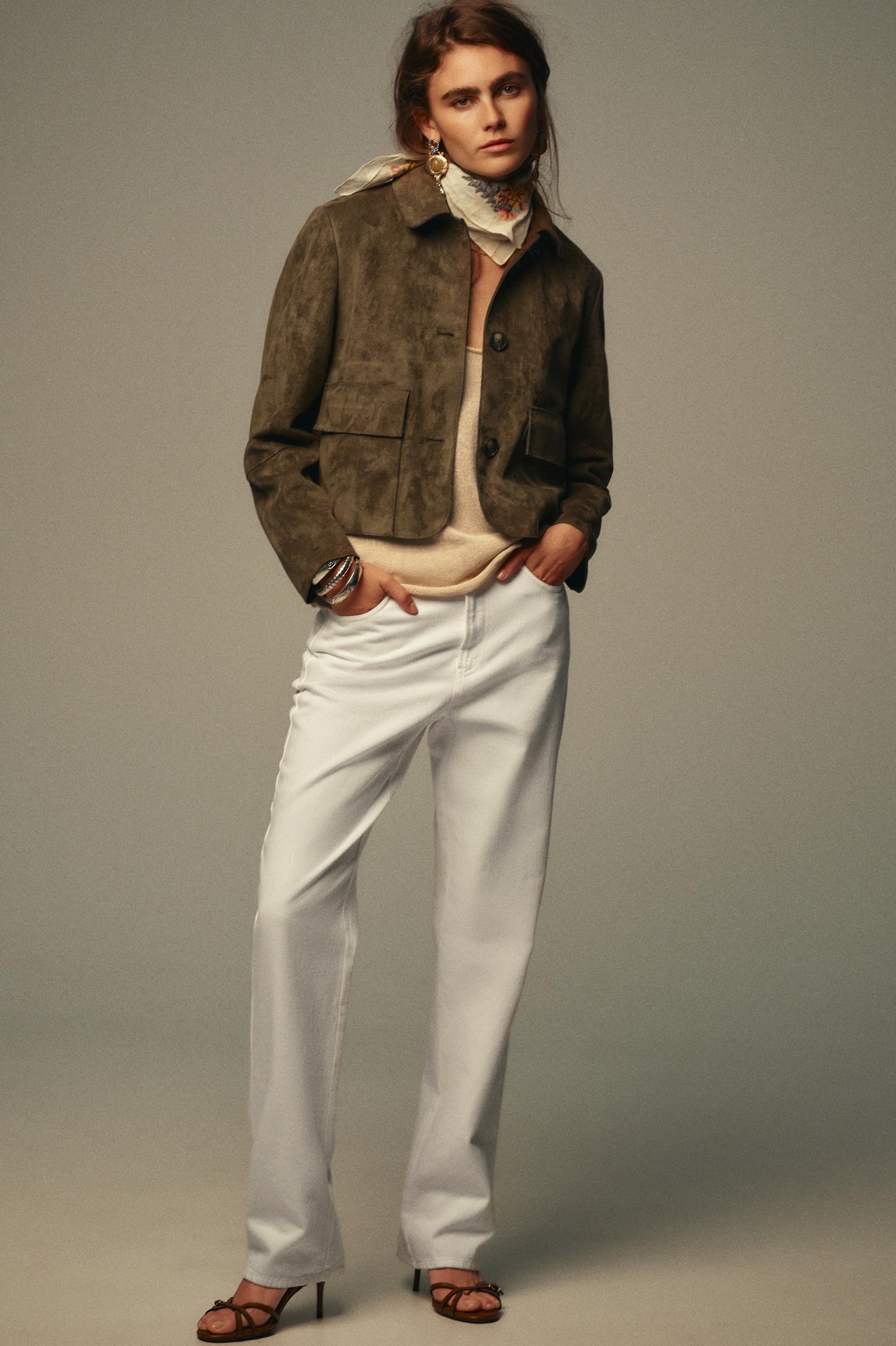 FAUX SUEDE CROPPED JACKET