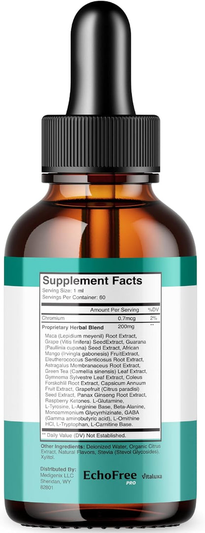 Tinnitus Relief Drops for Ringing Ears - EchoFree Liquid Supplement with Advanced Vitamins for Ear Health Support - 2oz-Shop