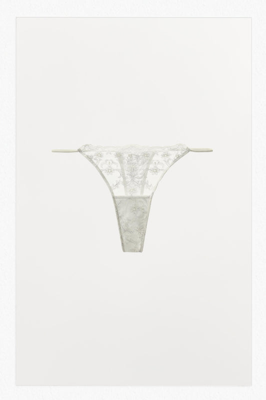 EMBROIDERED LACE THONG