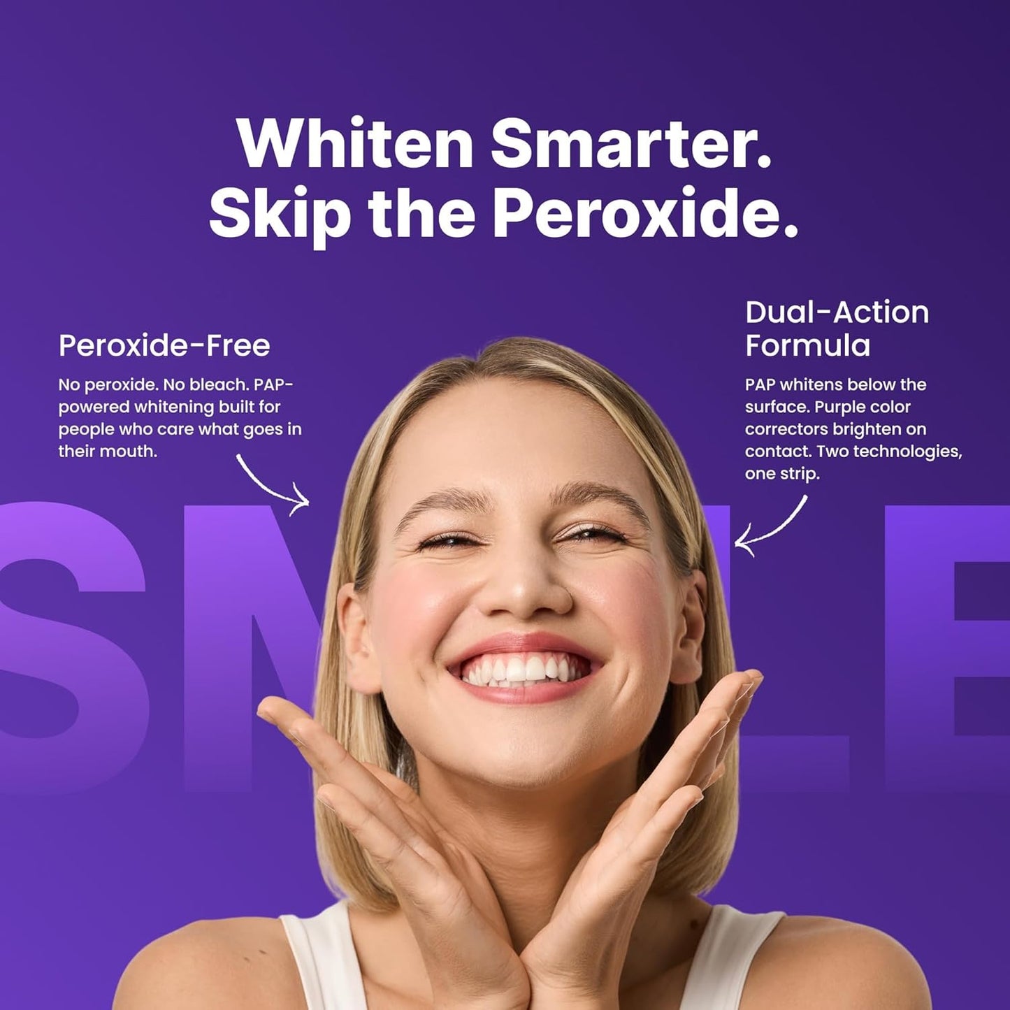 DRDENT Purple Teeth Whitening Strips 21 Treatments - Safe for Enamel - Non Sensitive Teeth Whitening - Whitening Without Any Harm - Pack of 42 Strips