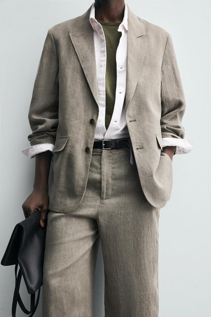 100% WASHED LINEN SUIT PANTS