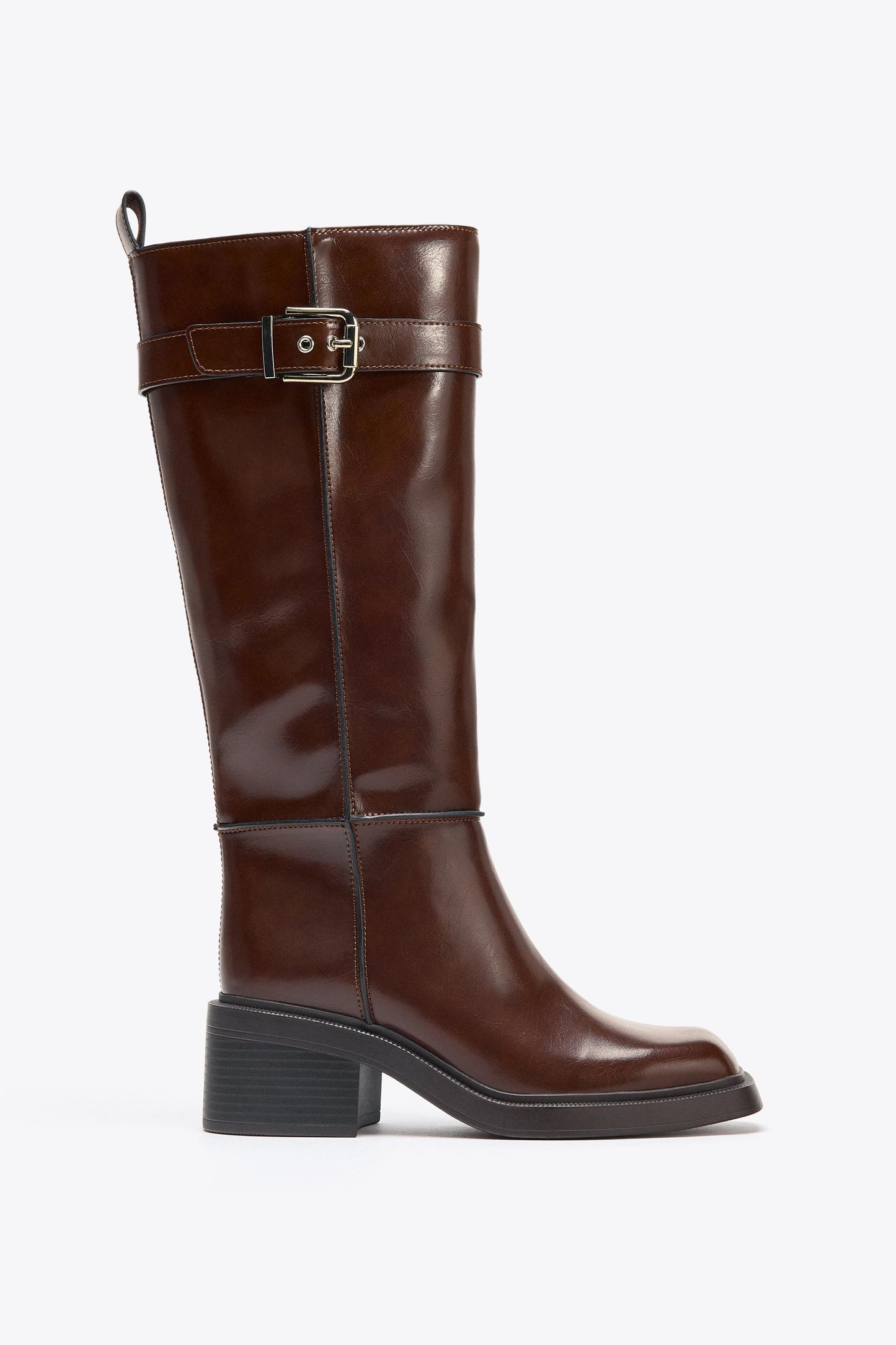 TOPSTITCHED HIGH-SHAFT BOOTS
