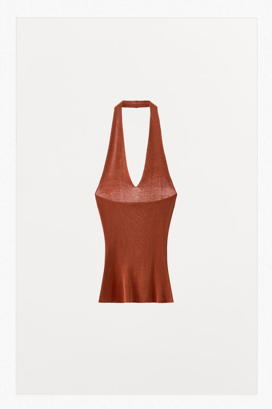 100% SILK SEAMLESS HALTER TOP