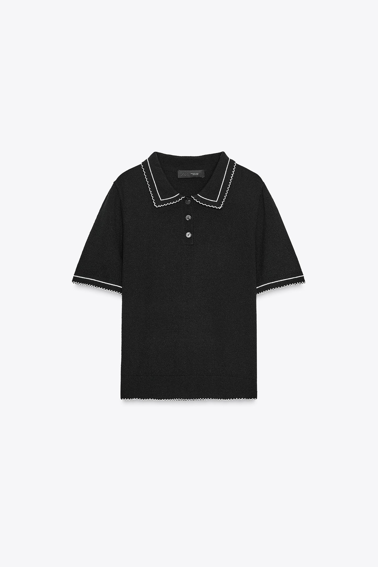 CONTRAST STITCH KNIT POLO TOP