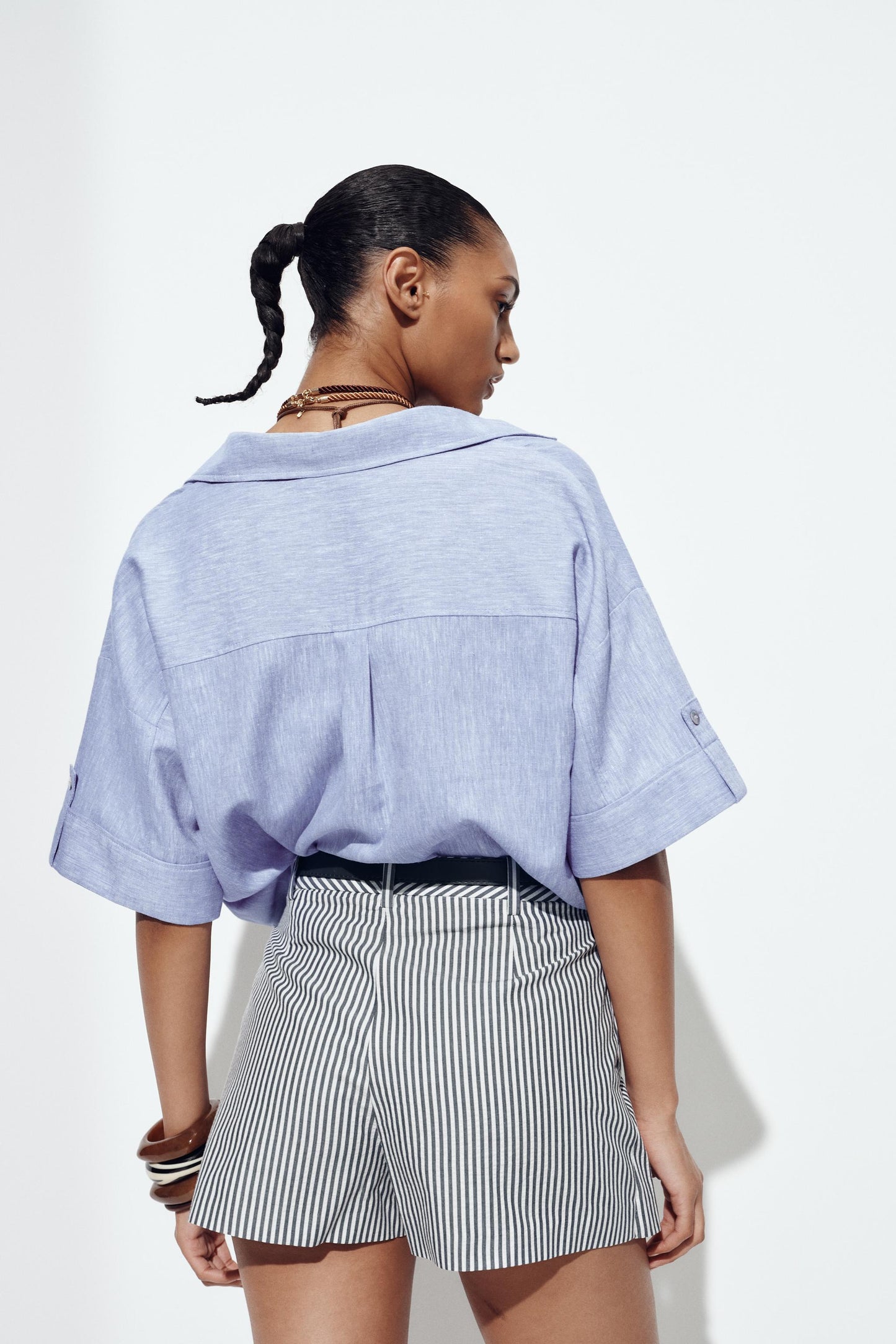 STRIPED BELTED CULOTTES