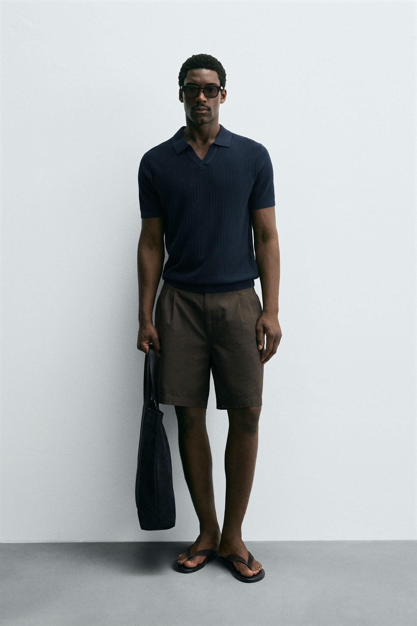 RIBBED KNIT POLO SHIRT