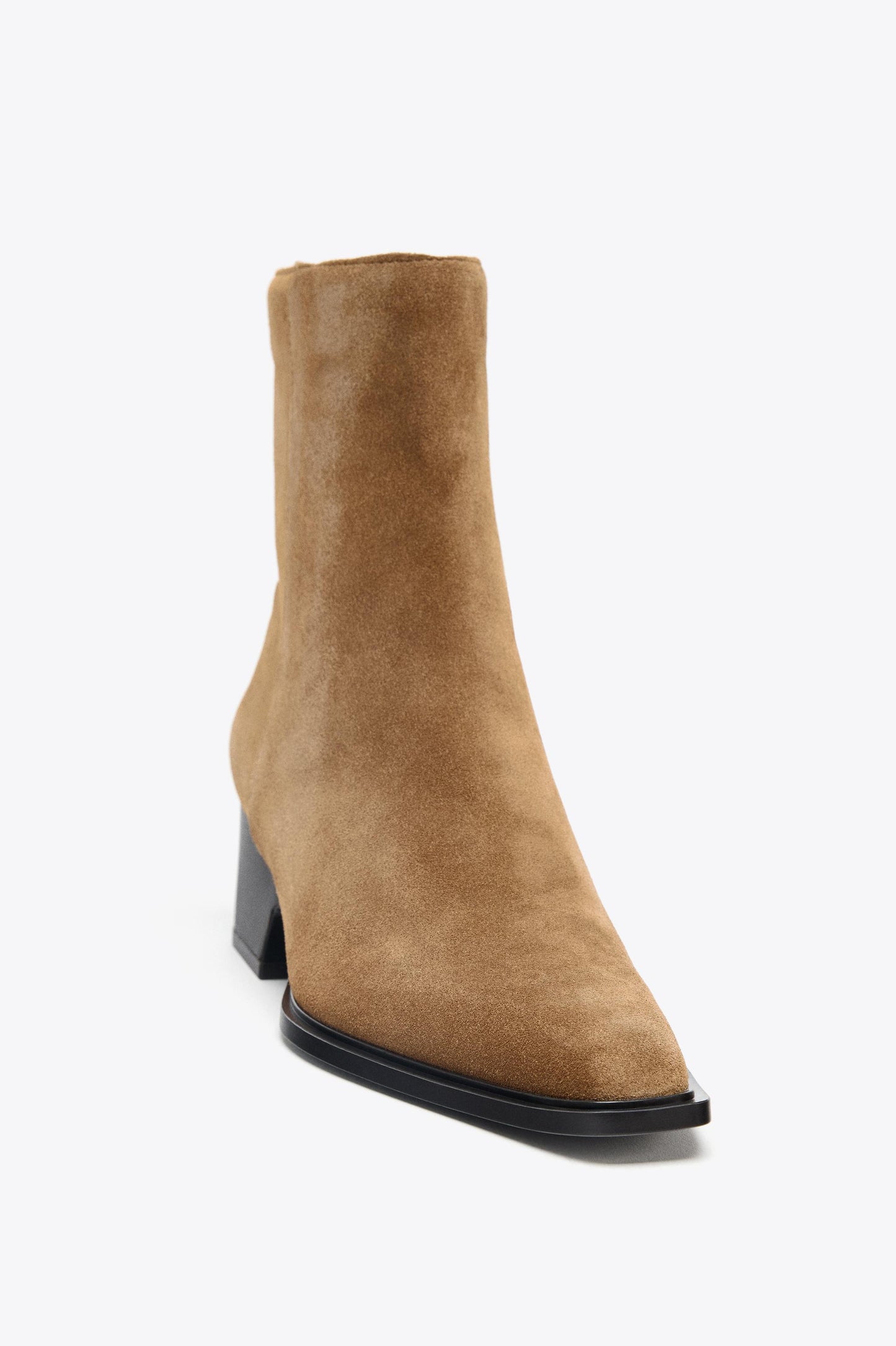 SPLIT LEATHER HEELED ANKLE BOOTS