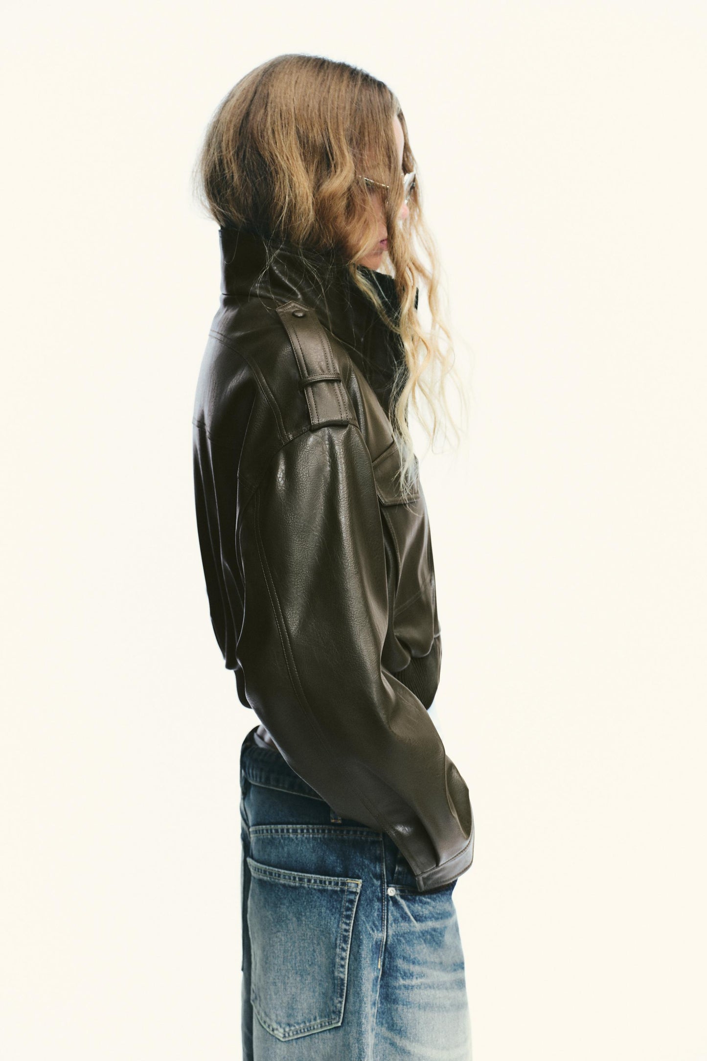 FAUX LEATHER CROPPED JACKET