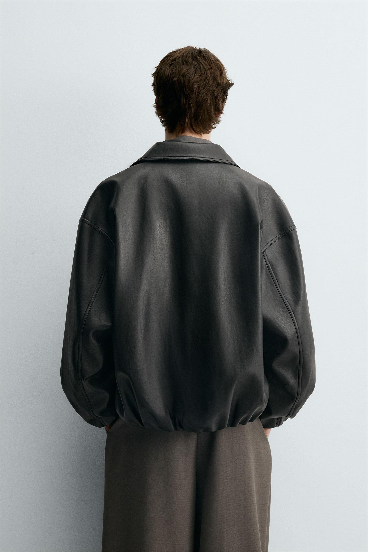FAUX LEATHER BOMBER JACKET