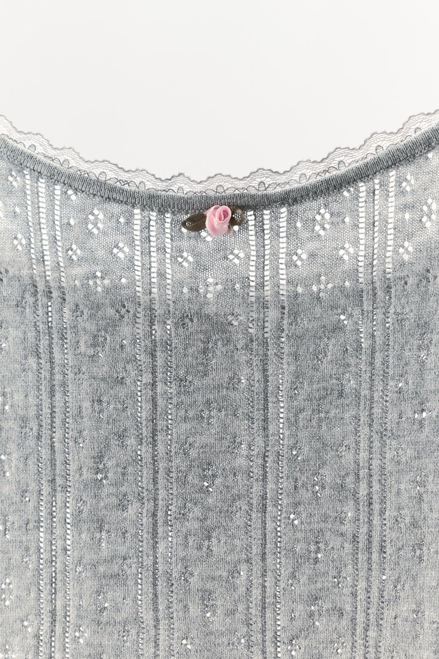 POINTELLE FLORAL STRAP TOP
