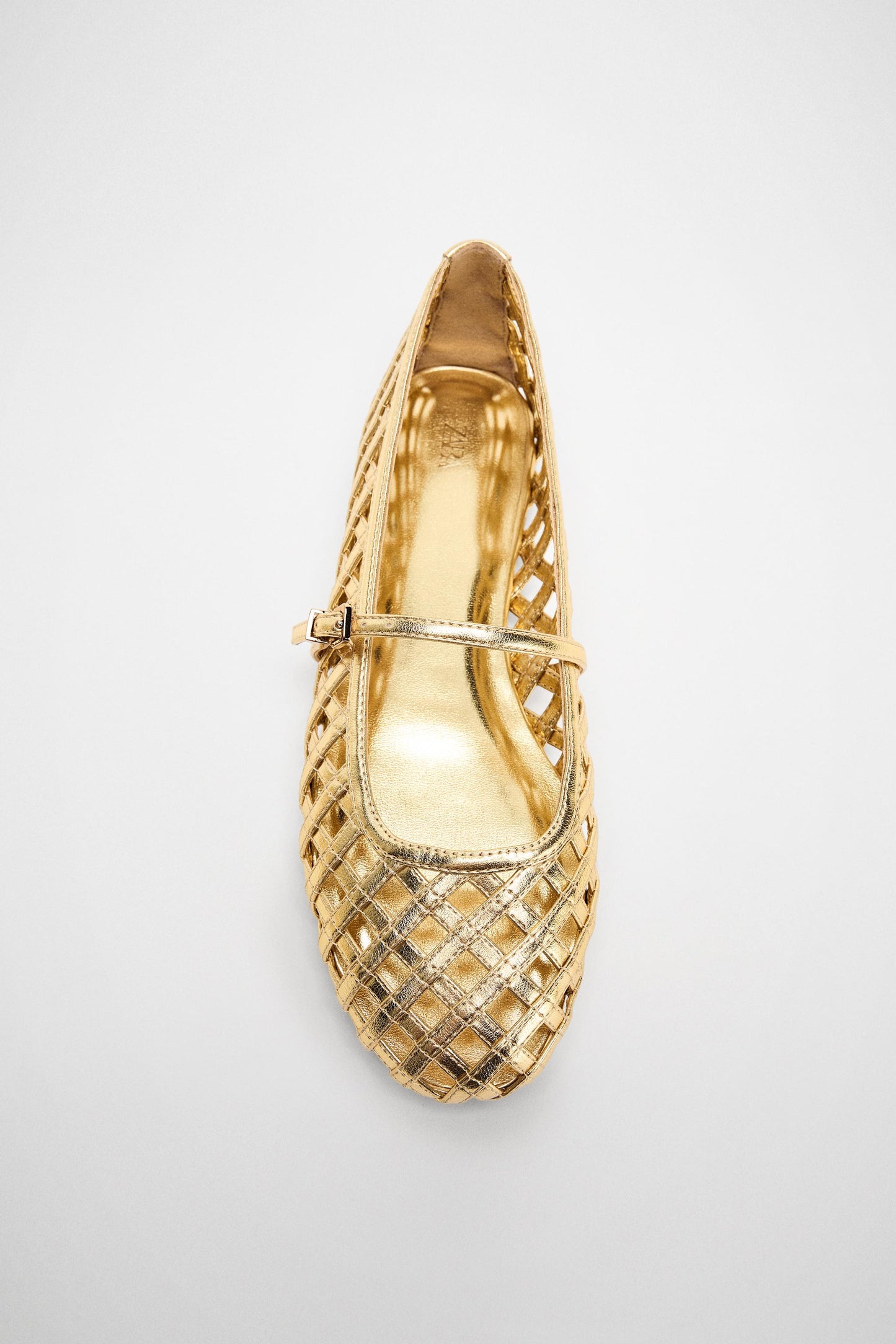 METALLIC EFFECT MESH BALLET FLATS