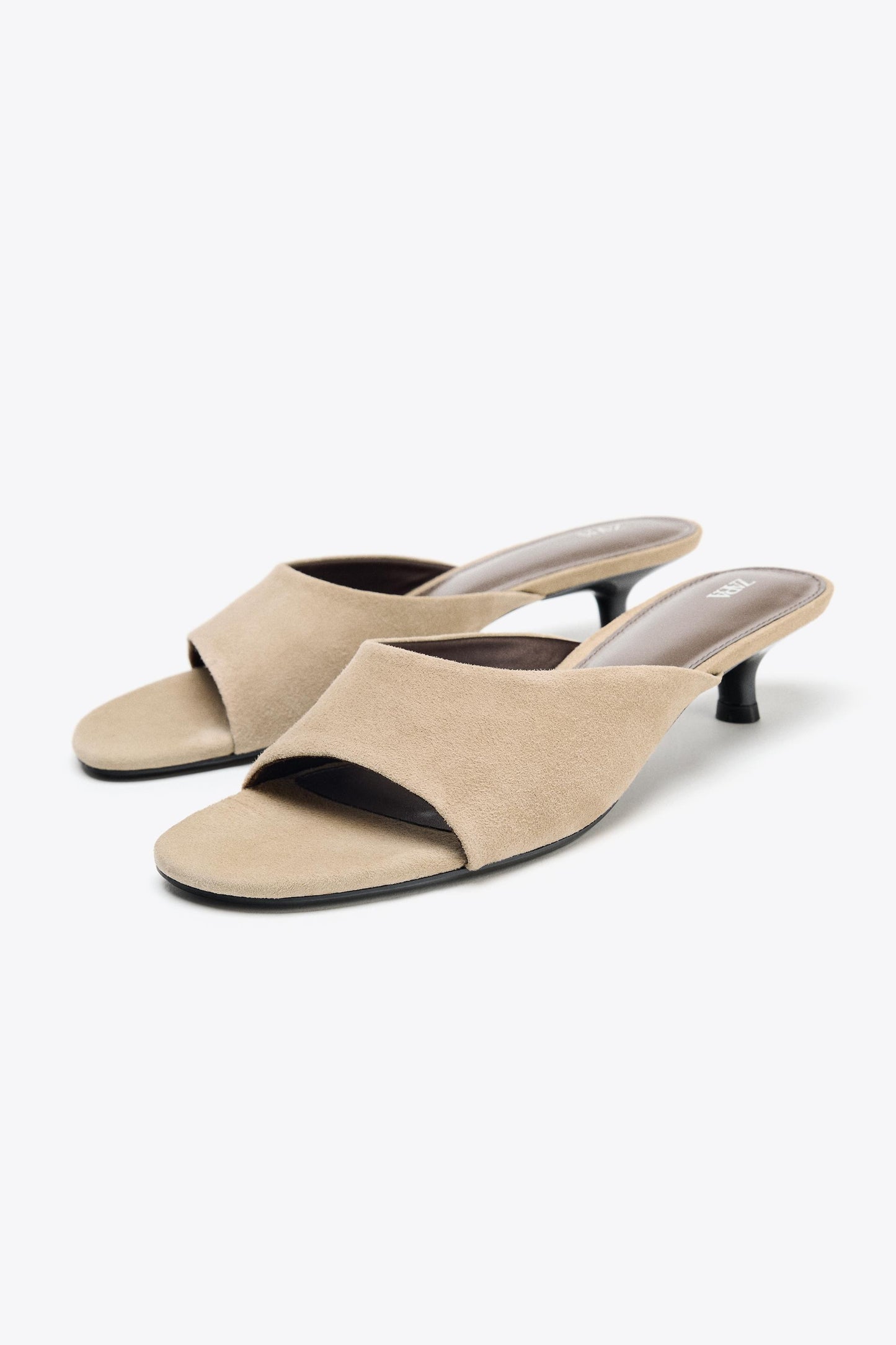 SUEDE KITTEN HEEL SANDALS