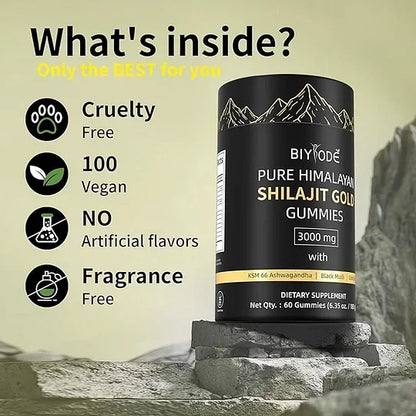 Himalayan Shilajit Gummies | With Ashwagandha, Gokshura & other herbs | No added sugar | 60 Gummies