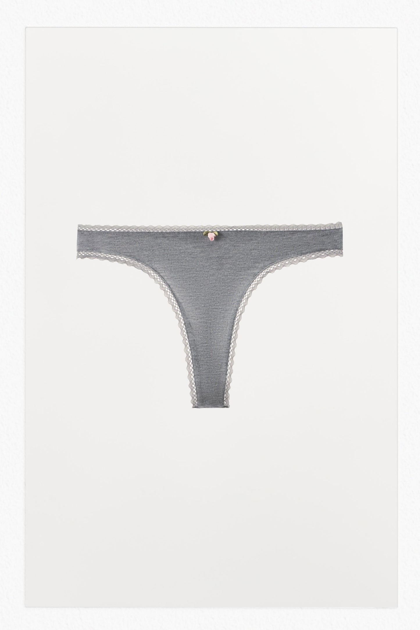 POINTELLE FLORAL THONG