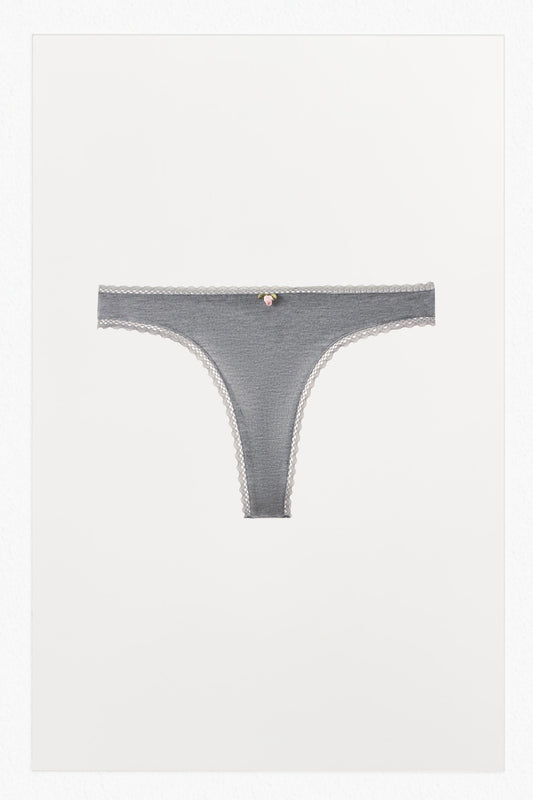 POINTELLE FLORAL THONG