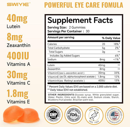 Lutein Gummies for Eye Health – Vision Support Eye Vitamins | Blueberry Flavor | 60 Gummies-Shop