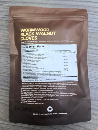 18-in-1 Black Walnut Wormwood Cleanse for Humans, 80 Day Supply, Serving, Rapid Gut Cleanse & Digestive Health with Clove, Garlic, Turmeric, Pumpkin Seed, Oregano, Berberine & More 240 Softgels