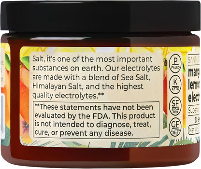Santa Cruz Paleo Electrolyte Powder, Mango Lemonade, Sugar Free Hydration Drink Mix with Himalayan Pink Salt, Sea Salt, Magnesium Glycinate, Potassium Chloride, Sweetened with Stevia, 30 Servings