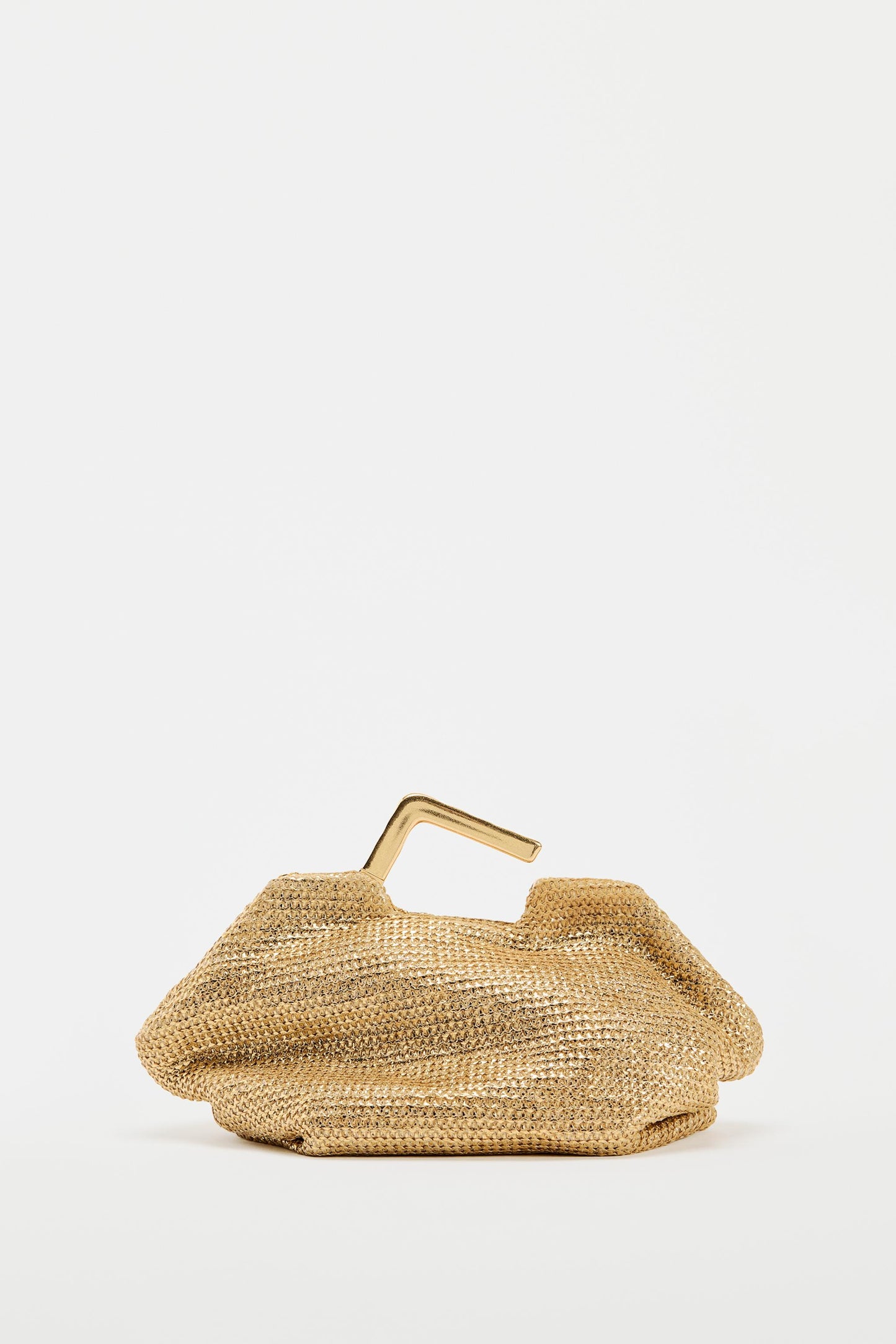 GOLD BAG WITH METAL HANDLE