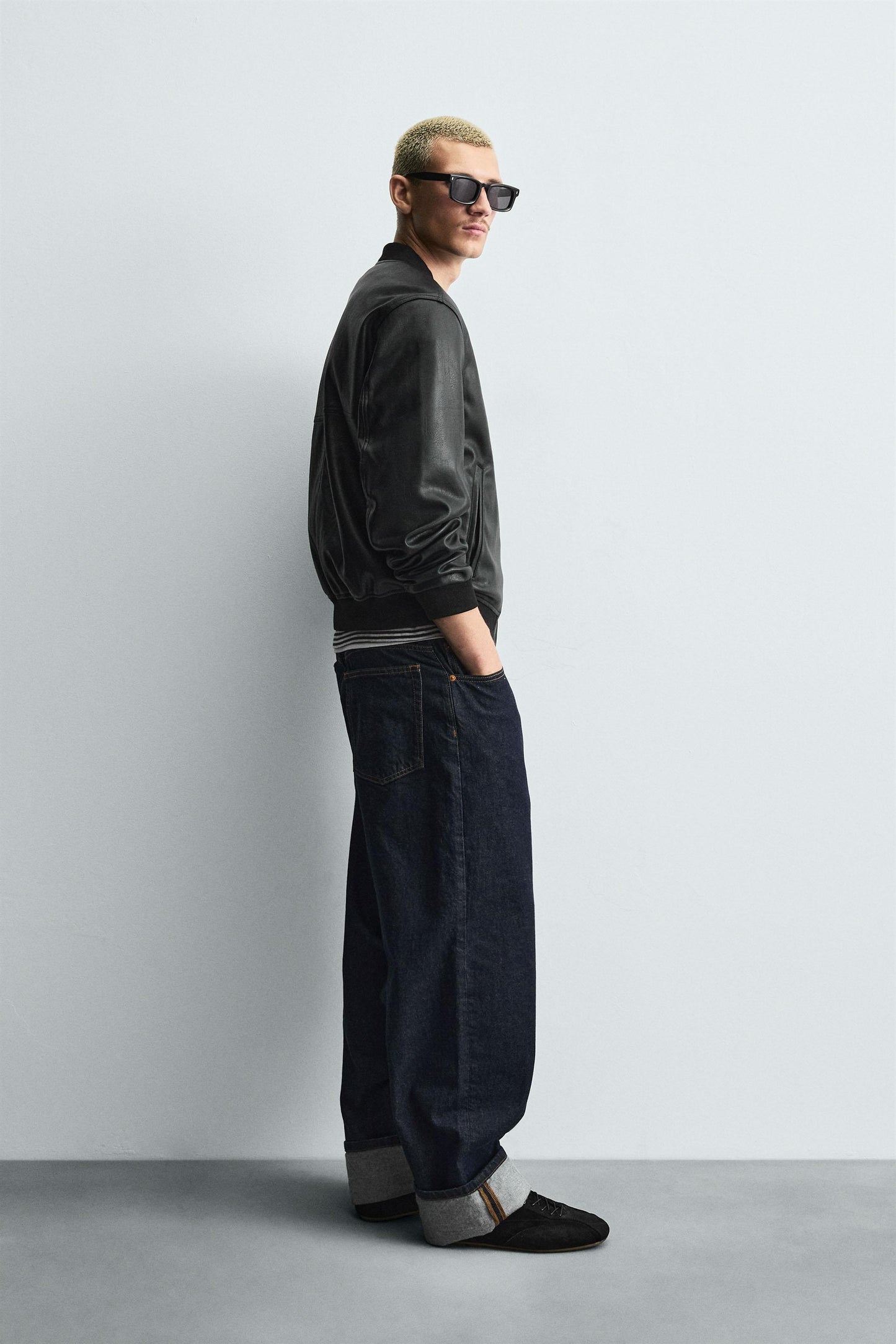 FAUX LEATHER BOMBER JACKET