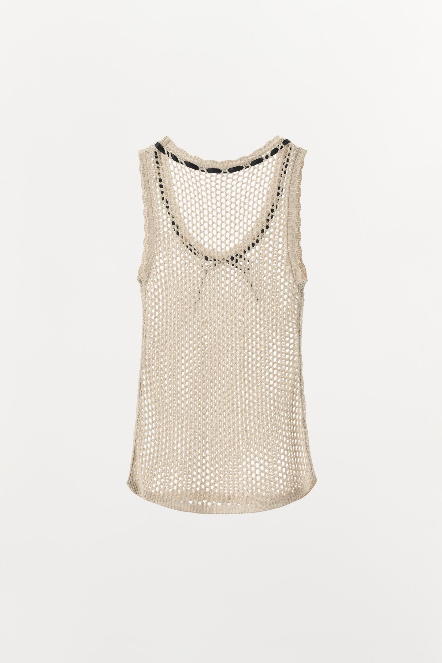 CONTRAST BOW OPEN KNIT T-SHIRT
