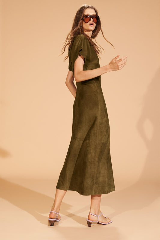 LIMITED EDITION SUEDE DRAPED DRESS