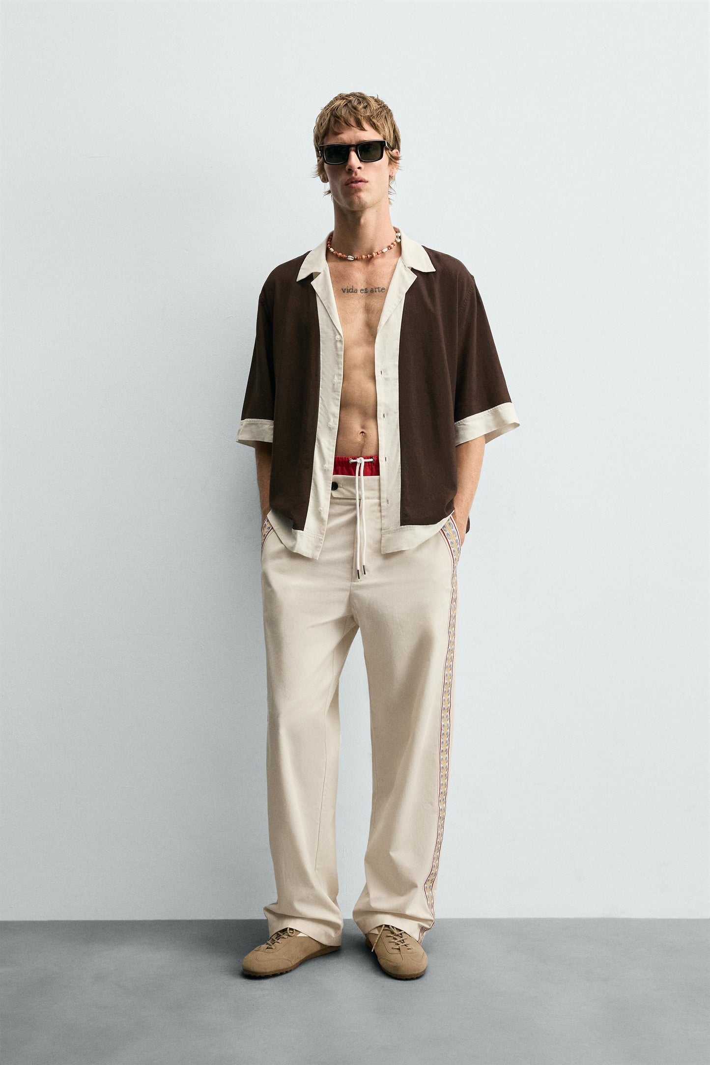 COLORBLOCK VISCOSE-LINEN SHIRT