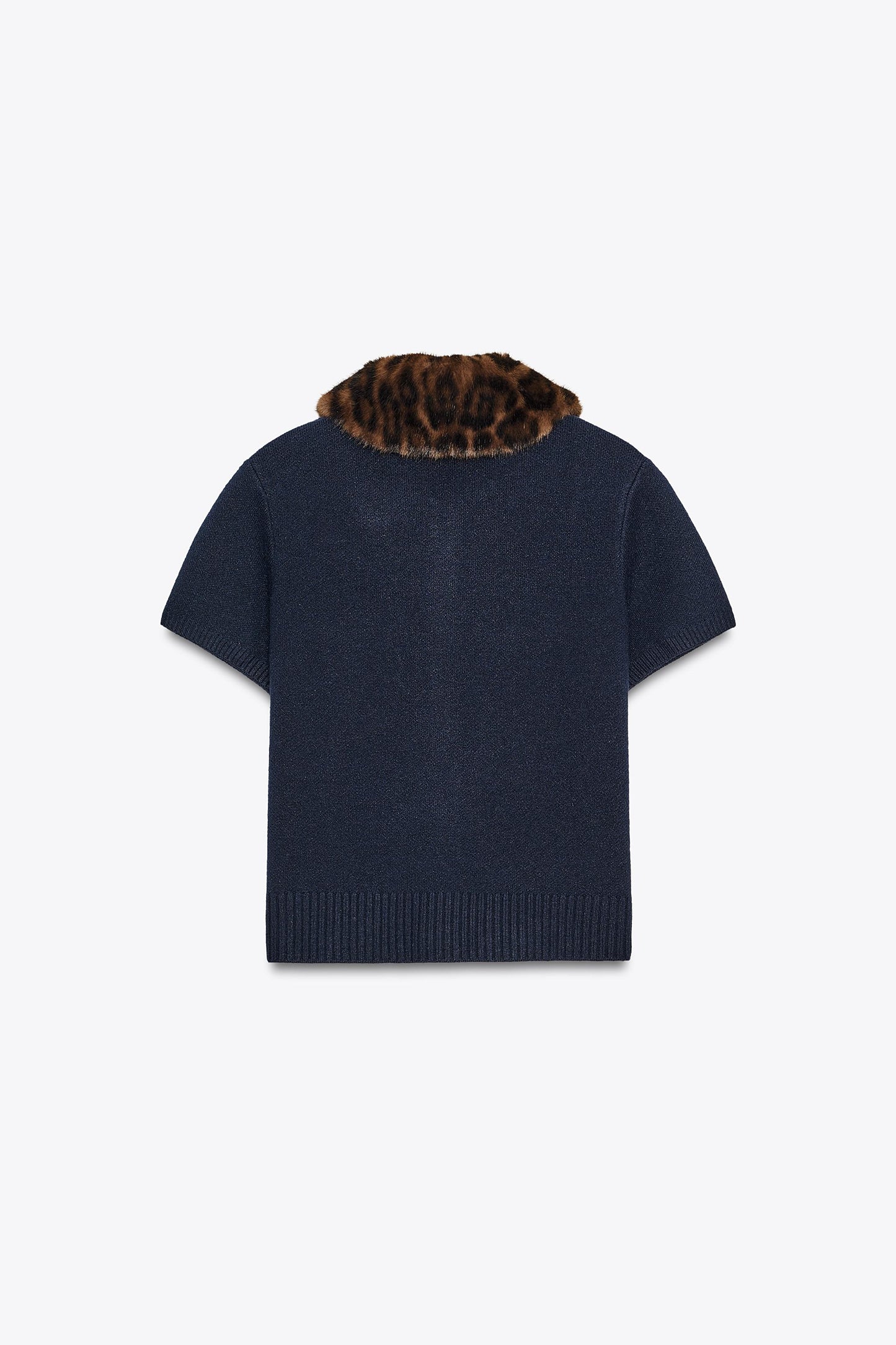 ANIMAL PRINT COLLAR CARDIGAN