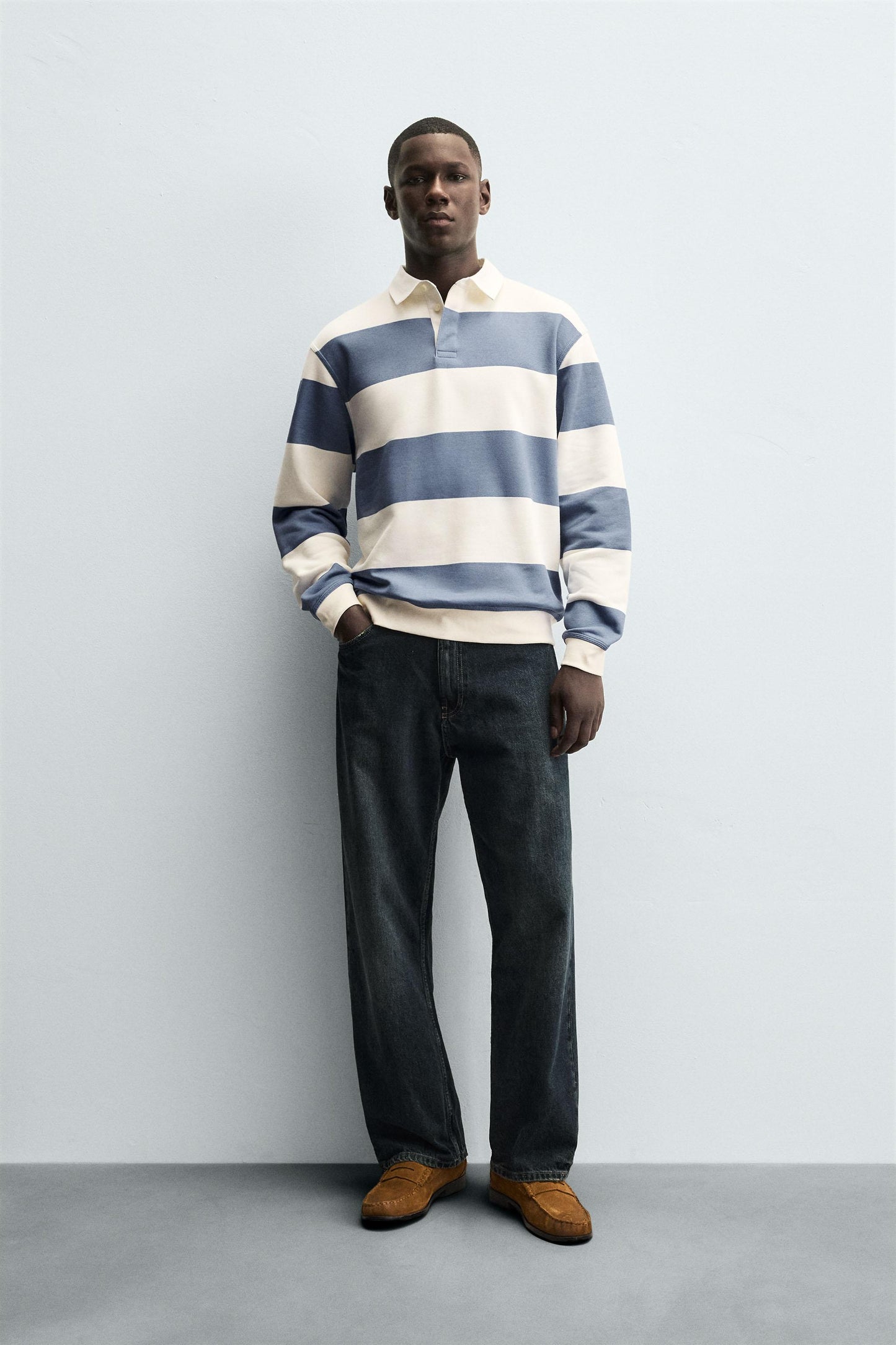 CONTRAST COLLAR POLO SWEATSHIRT
