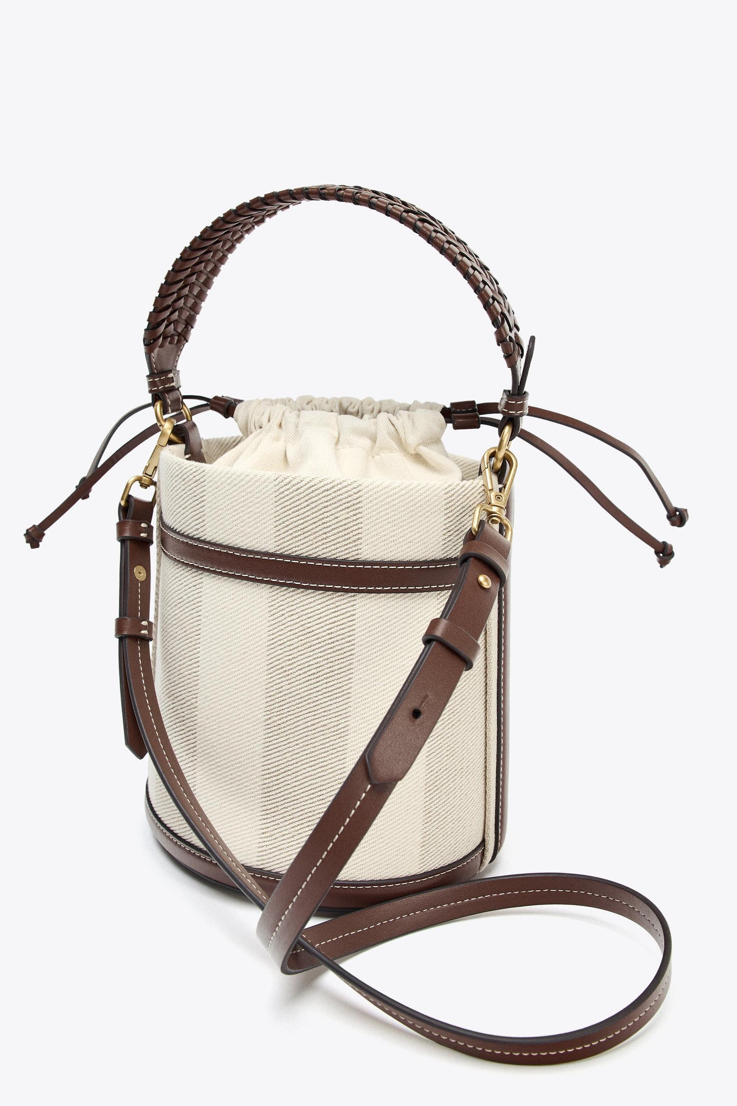 STRIPED CANVAS BUCKET BAG