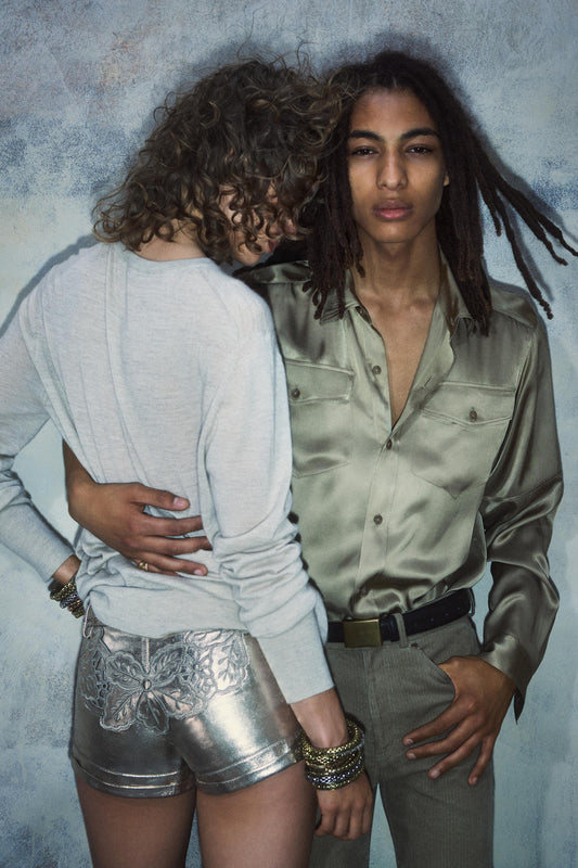 METALLIC LEATHER SHORTS KATE MOSS X ZARA