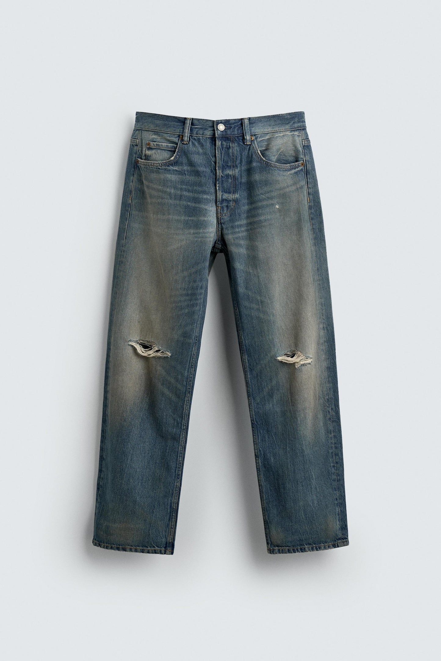 RIPPED REGULAR STRAIGHT FIT JEANS