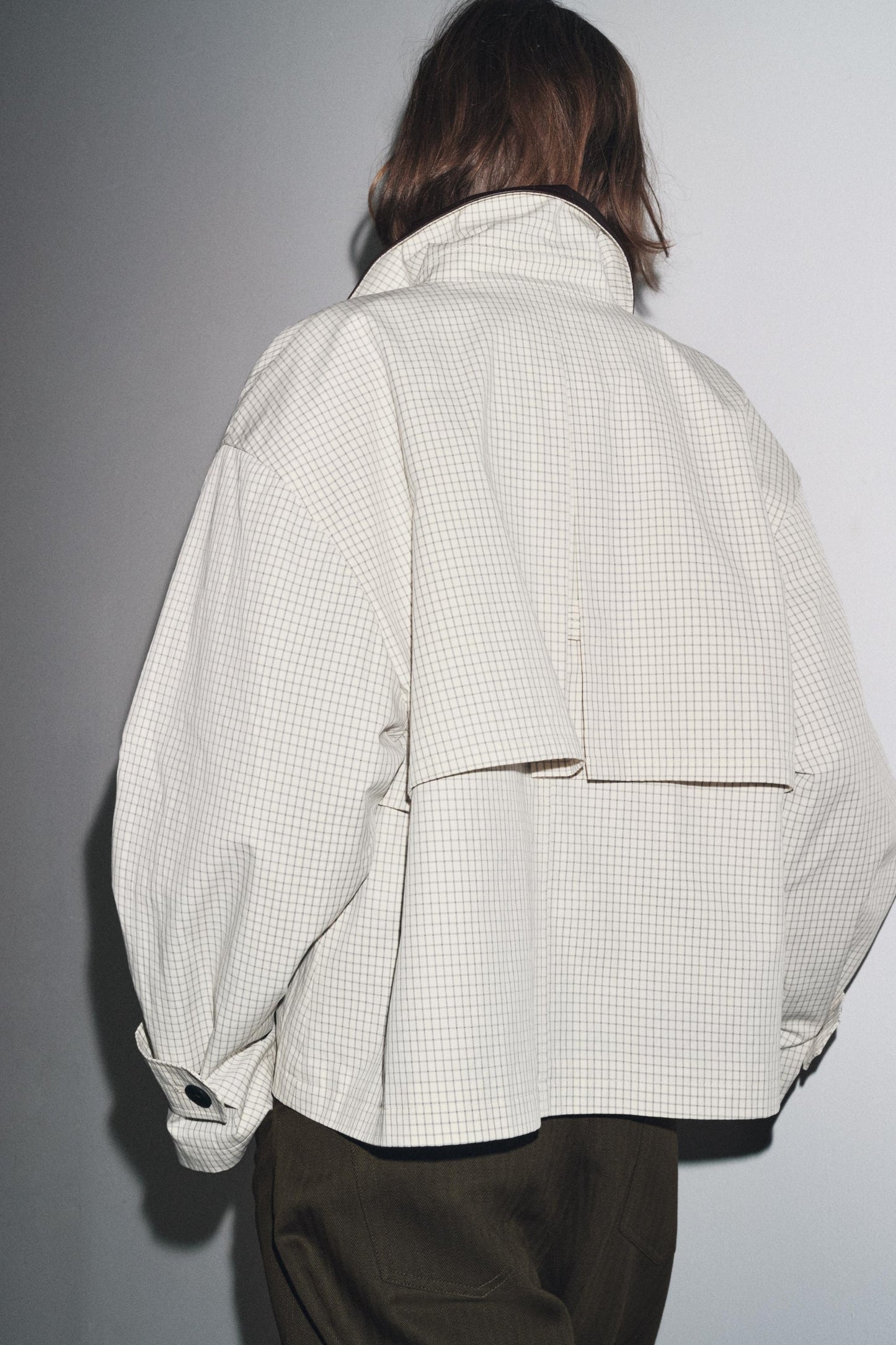 LEATHER COLLAR SHORT TRENCH COAT ZW COLLECTION