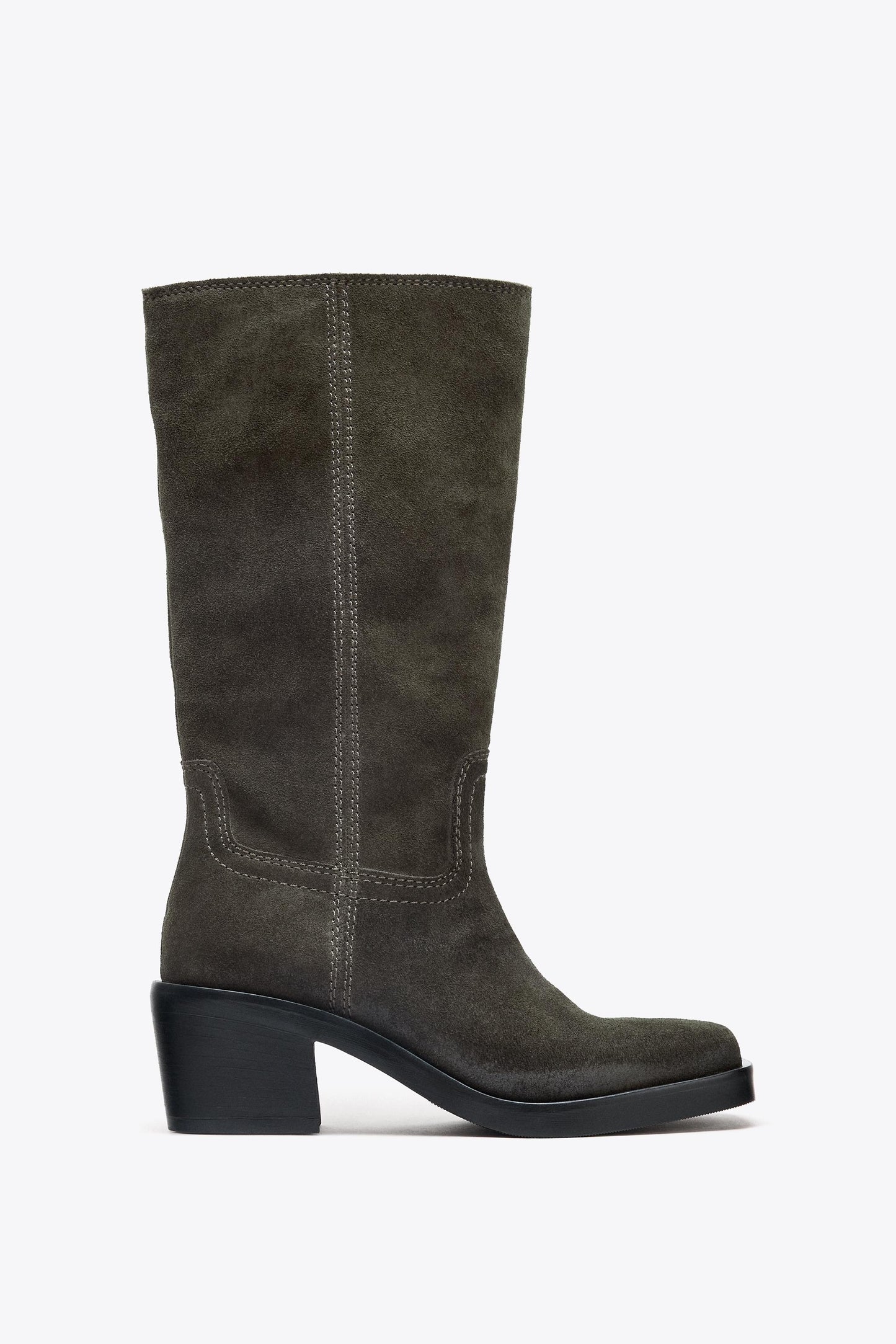 SPLIT LEATHER TOPSTITCHED BOOTS