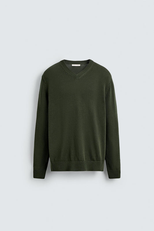 COTTON V-NECK SWEATER
