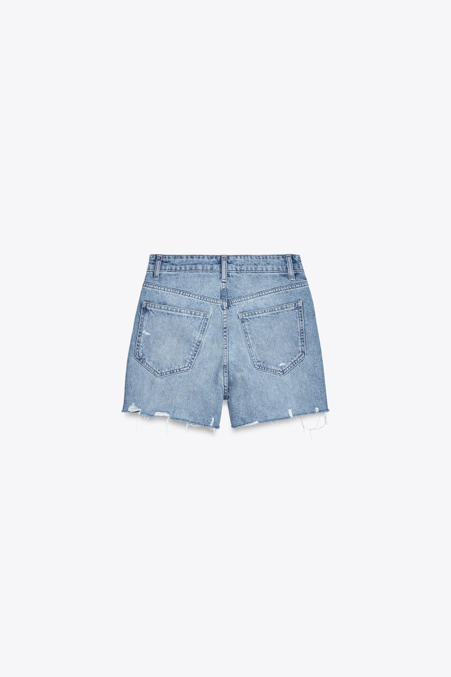 HIGH-RISE CROSS WAIST MOM FIT TRF DENIM SHORTS